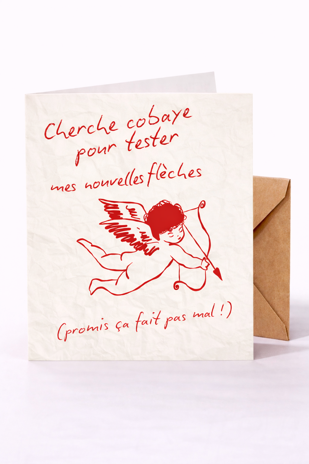 Carte de souhaits pliée – Cupidon💘